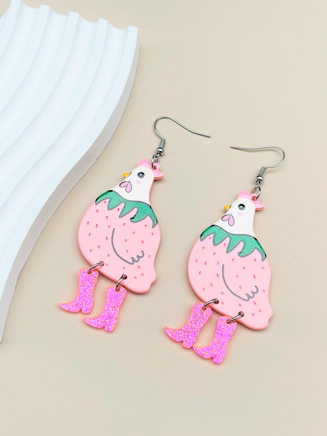 Wholesale  funny acrylic high heels wave dot cock personality women's earrings