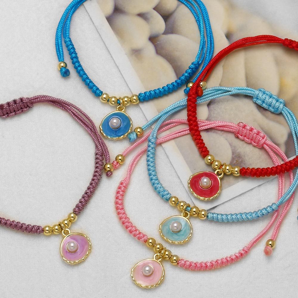 Wholesale Braided Cord Man-made Pearl Shell Bracelet
