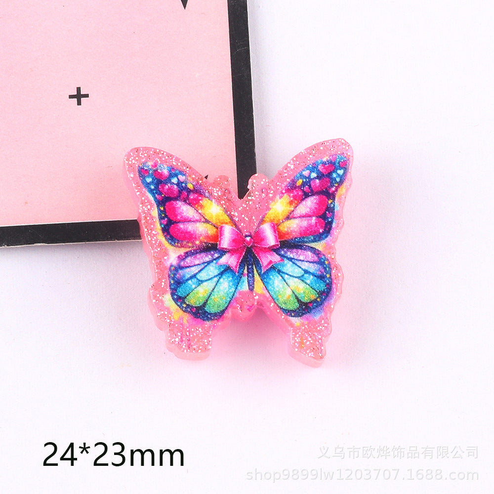 Wholesale 5pcs Acrylic Bow Straight Hole Cartoon Beads