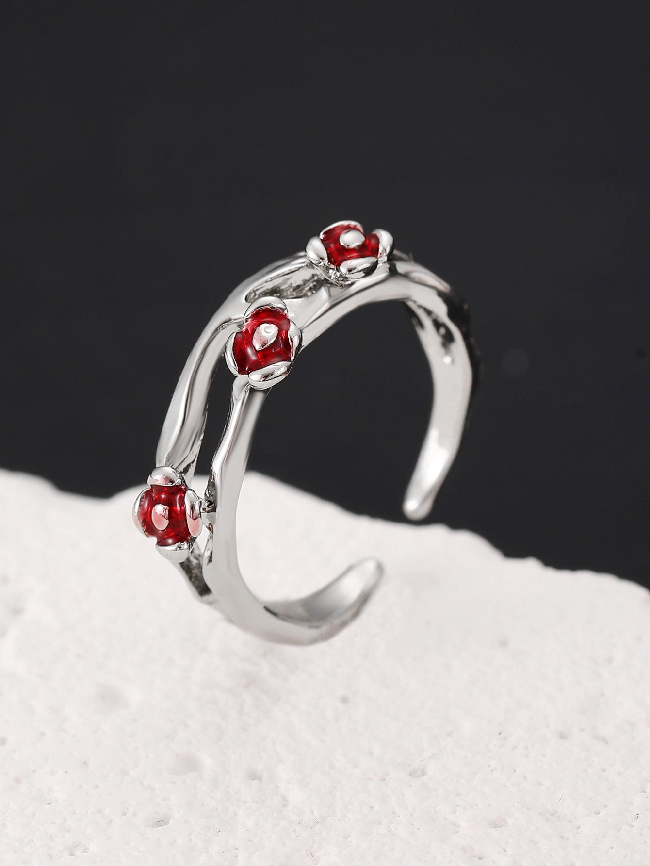 Wholesale Geometric Punk Style Ring with Diamond Pattern - Fashion Accessory for Everyday or Gift