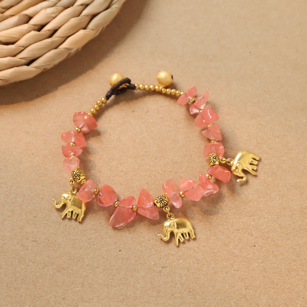 Wholesale Hand-Knitted Turquoise Elephant Bracelet,  Bohemian Style Fashion Jewelry Accessory