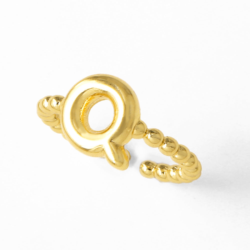 Wholesale 26 English letter rings gold-plated open rings