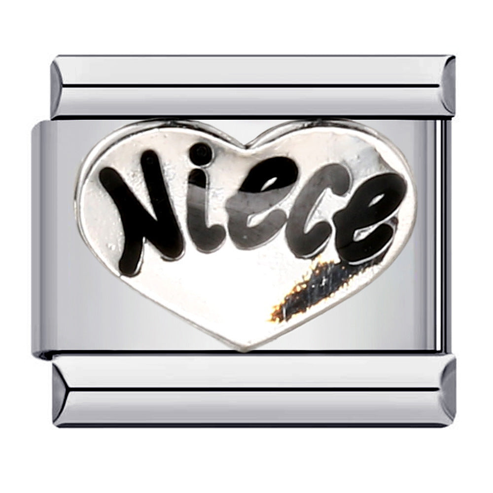 Wholesale Italian Charm Bracelet 9mm DIY Splicing Removable English Combination Stainless Steel Composable Bracelet