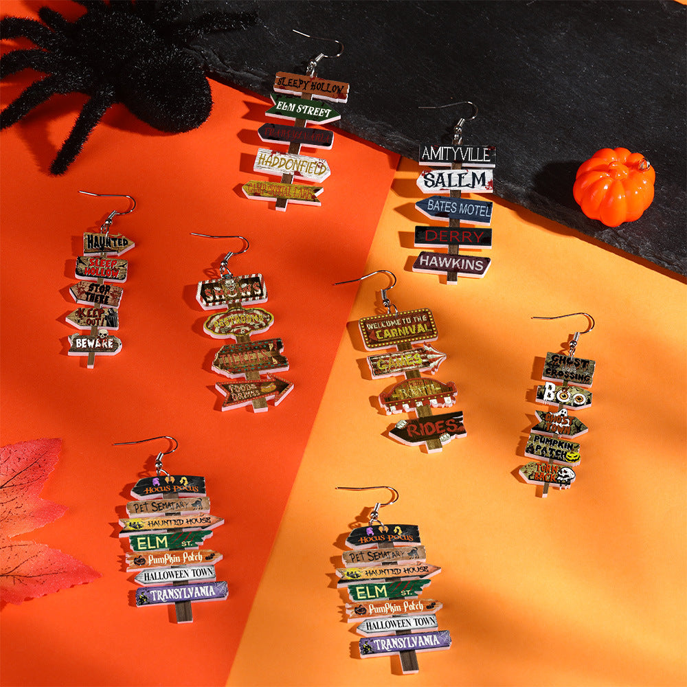 Wholesale  Acrylic Earrings  Road Sign Styling Earrings