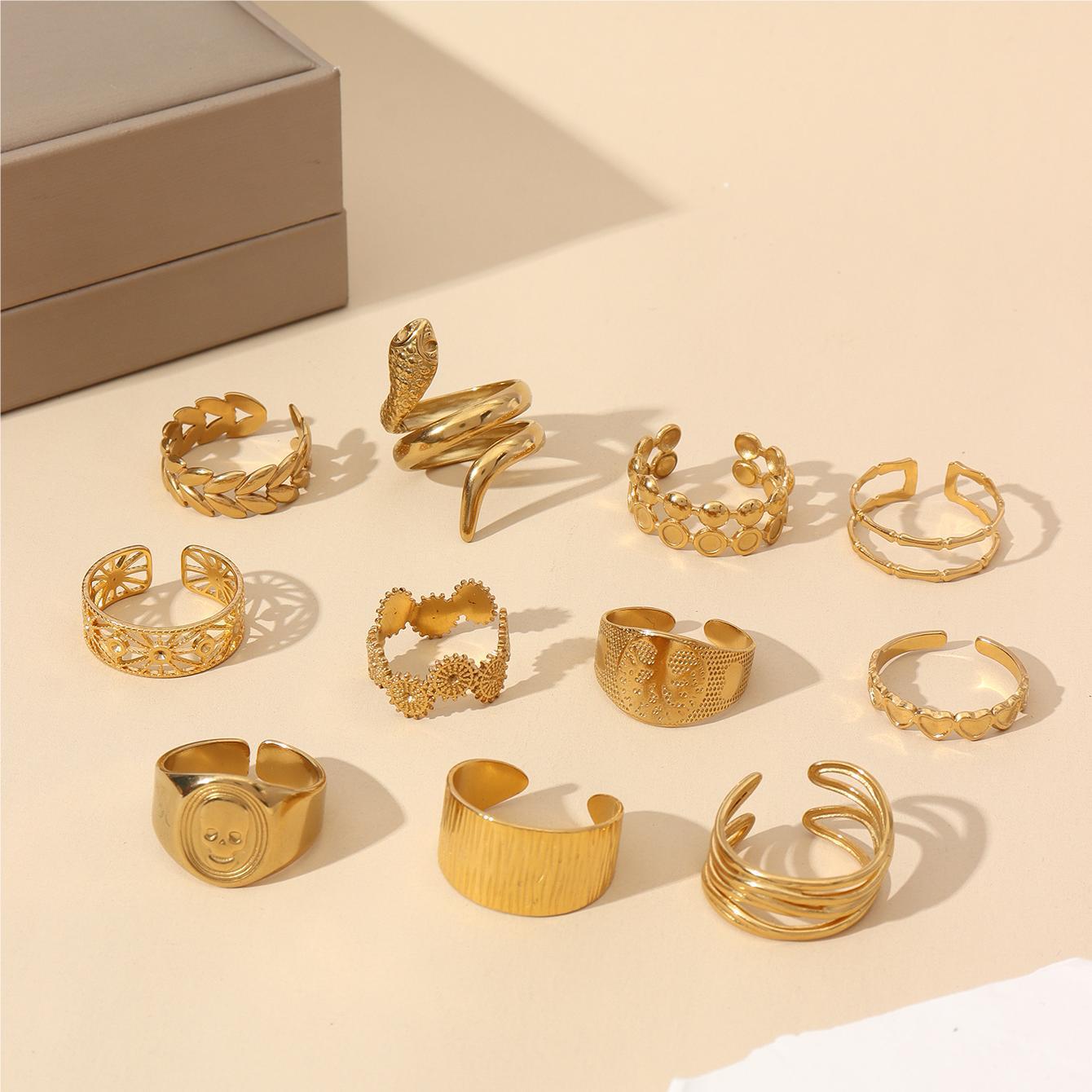 Wholesale Vintage Stainless Steel Ring 18k Gold Plated Tree of Life Rings ACC-RS-MuC018