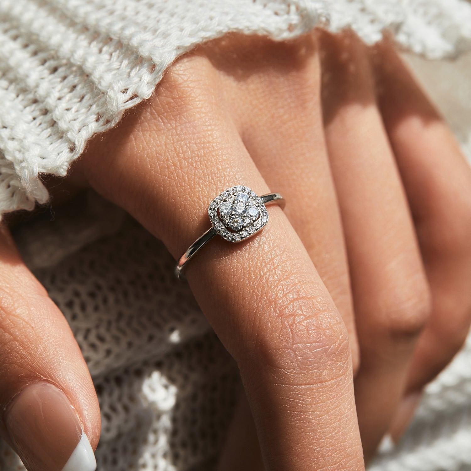 Wholesale Diamond S925 Sterling Silver Super Flash Full Diamond Ring