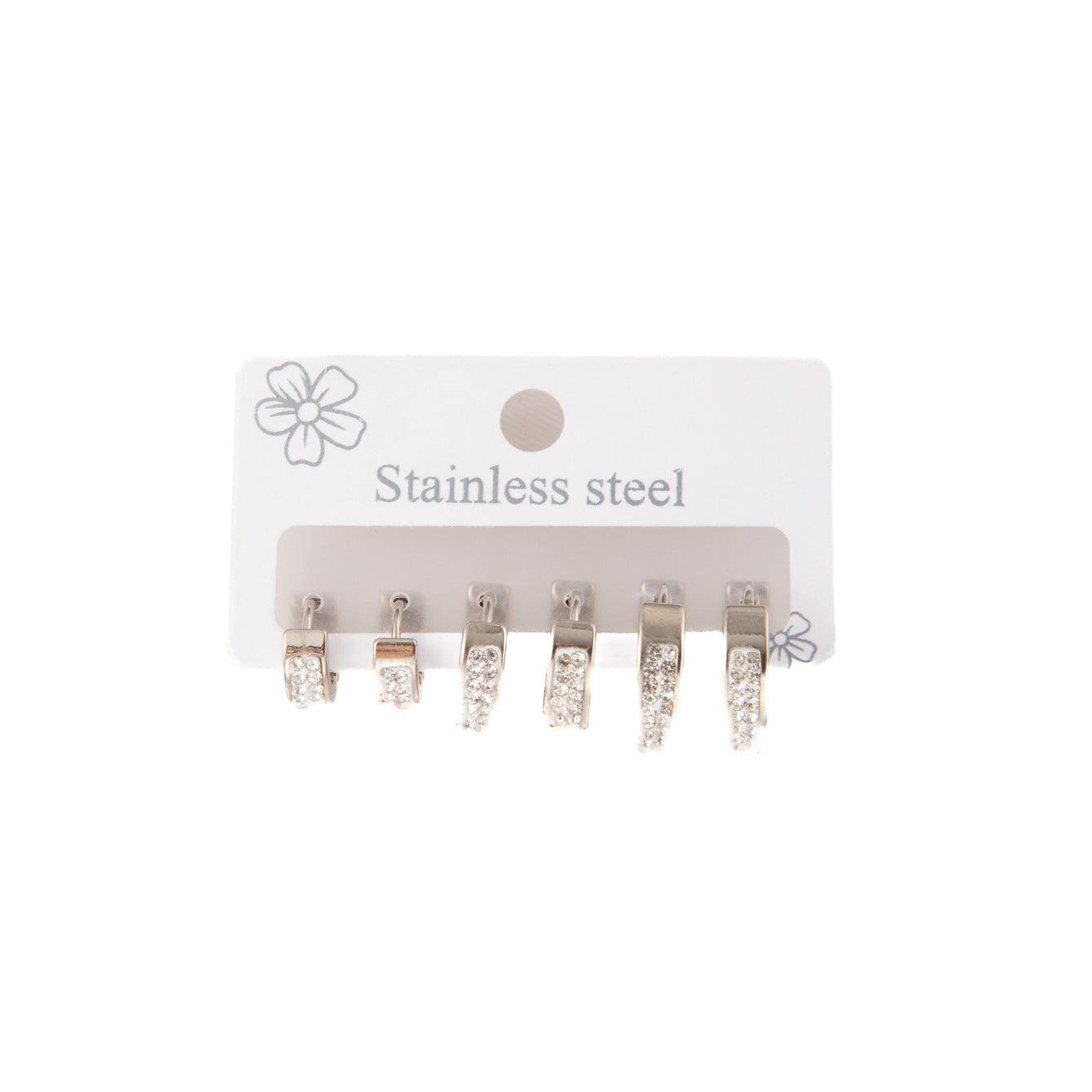 Wholesale Minimalist Zircon Earring Set 3-Piece Titanium Steel Circle Design Gift for Women