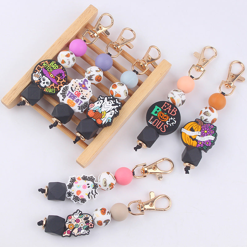Wholesale Cartoon Halloween Silicone Beaded Keychain ACC-KC-GuangTian086