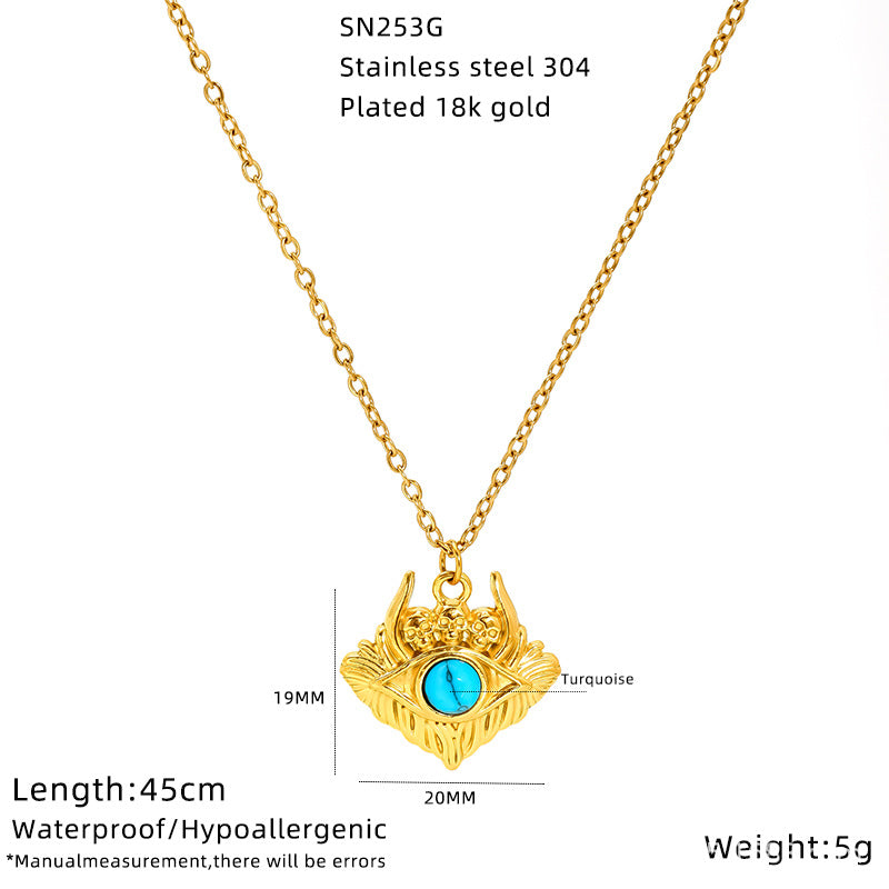 Wholesale Titanium Steel Sunflower Devil' s Eye Necklace Pendant for Everyday Wear Boutique Jewelry Accessory