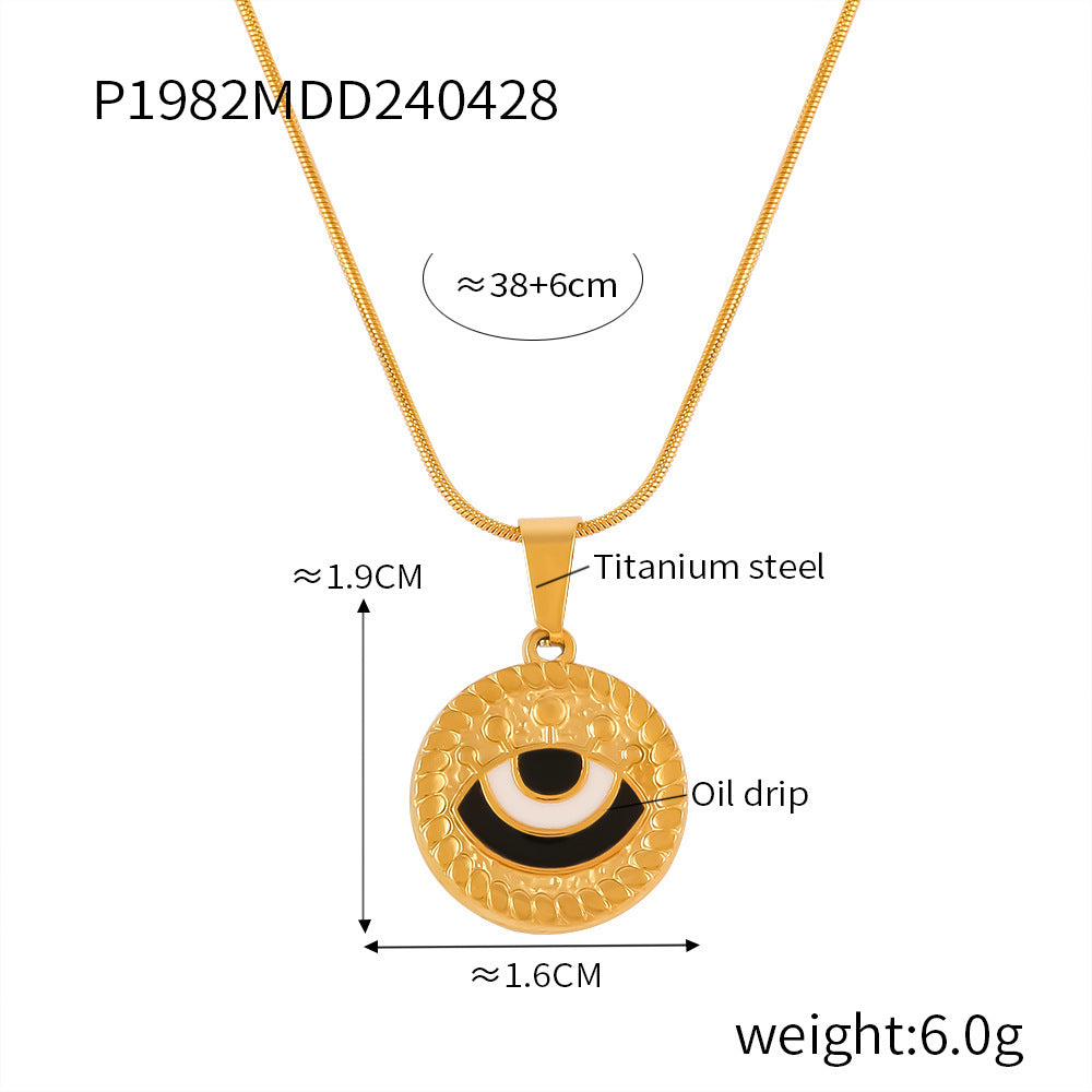 Wholesale Vintage Oil Drop Demon Eye Titanium Steel Necklaces Choker Necklaces ACC-NE-OMK005