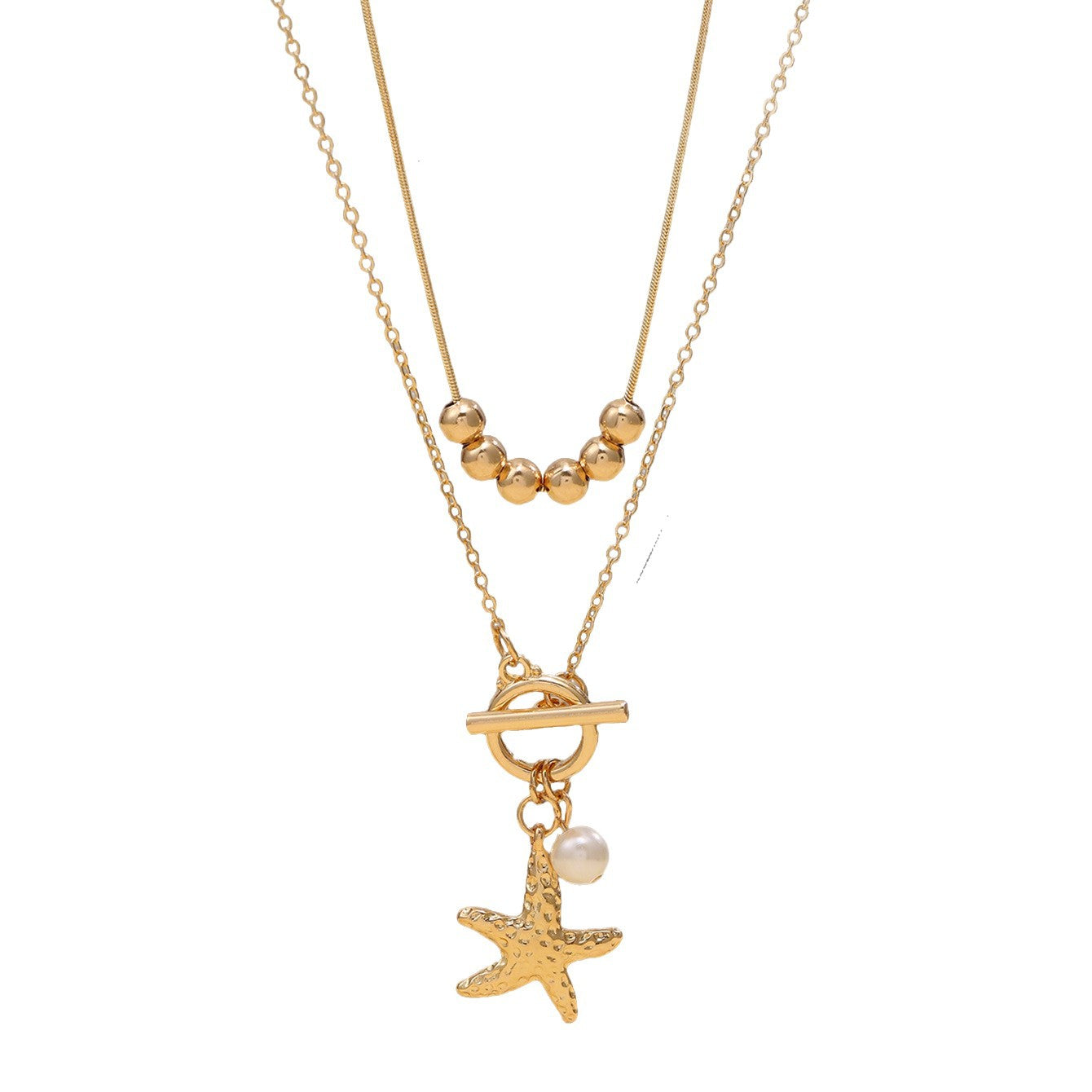 Wholesale Electroplated Iron Shell Starfish Pendant Necklace Ocean Themed Casual Chain Women S Fashion Accessory