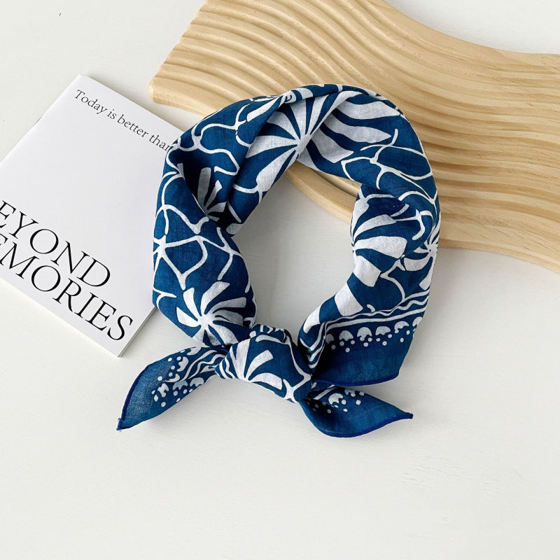 Wholesale Cotton blue cashew scarf small square scarf