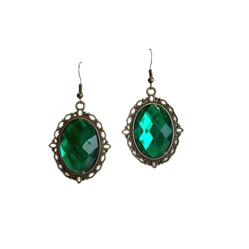 Wholesale Vintage Oval Acrylic Gem Earrings Geometric Fashion Jewelry Accessory for Women