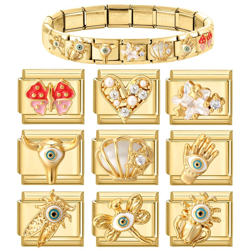 Wholesale Italian Charm Bracelet 9mm DIY Splicing Cute Creative Stainless Steel Composable Bracelet