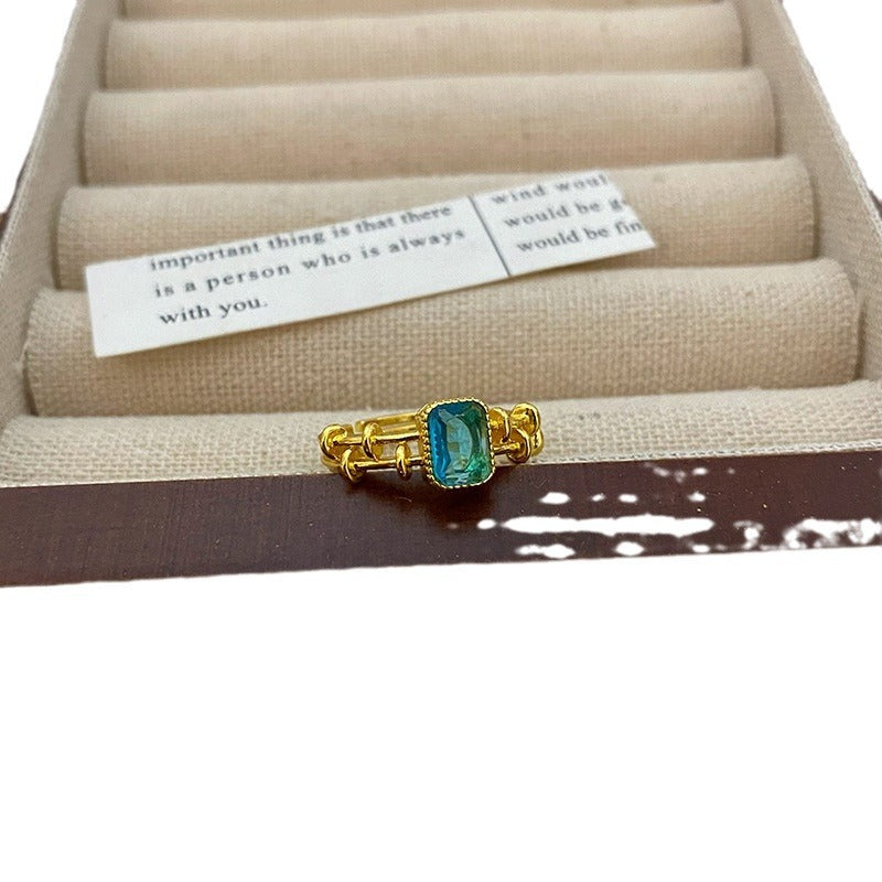 Wholesale Blue Sugar Ring  Luxury Vintage Court Style Open Ring Ring
