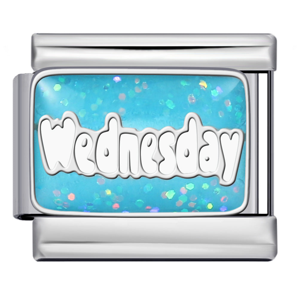 Bracciale italiano all'ingrosso Modular Glitter con giorni della settimana in acciaio al titanio