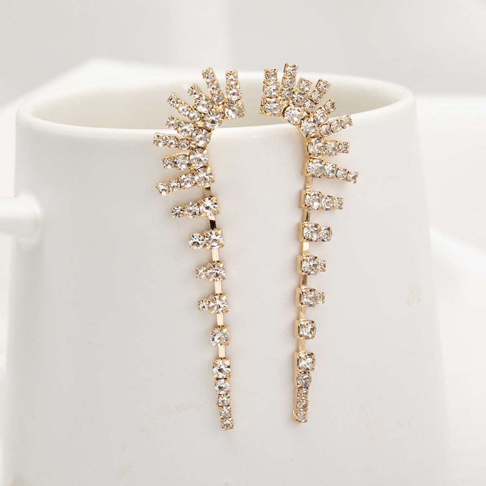 Wholesale Seahorse Shaped Star Rhinestone Tassel Earrings