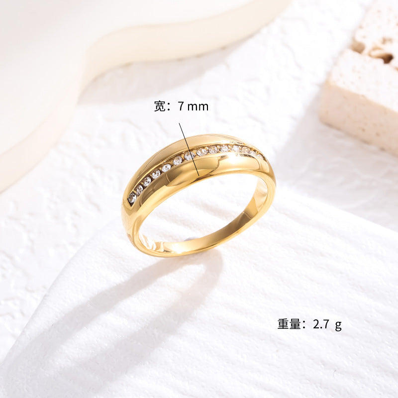 Wholesale Zircon Ring 18K Gold Plated Stainless Steel Ring ACC-RS-LR003