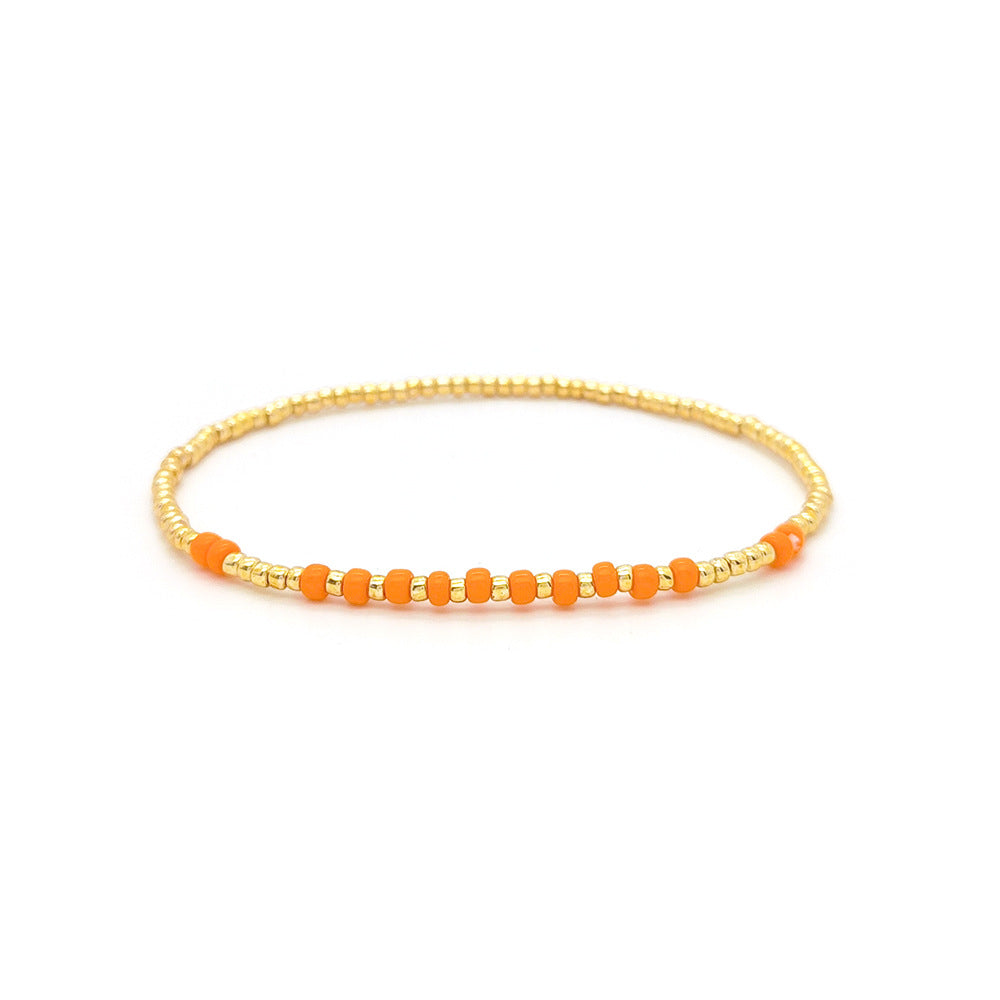 Wholesale Hand Woven Colorful Gradient Retro Beaded Stretch Bracelet Women S Everyday Fashion Jewelry Accessory
