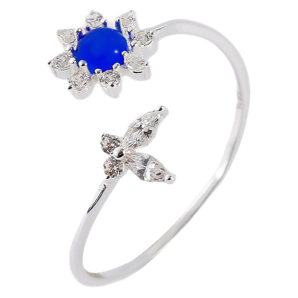 Wholesale 925 silver ring blue opalite opening ring