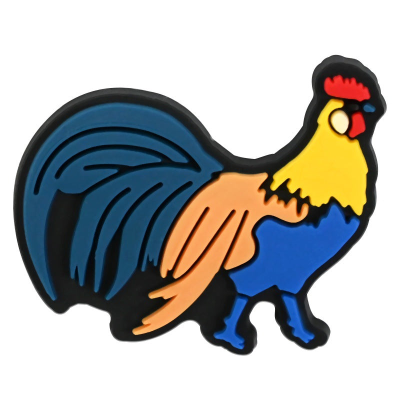 Wholesale Random 100pcs Rooster and Hen   PVC Soft Rubber Shoe Buckle Decoration