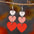 Wholesale Valentine's Day heart-shaped gradient color double-sided wooden earrings