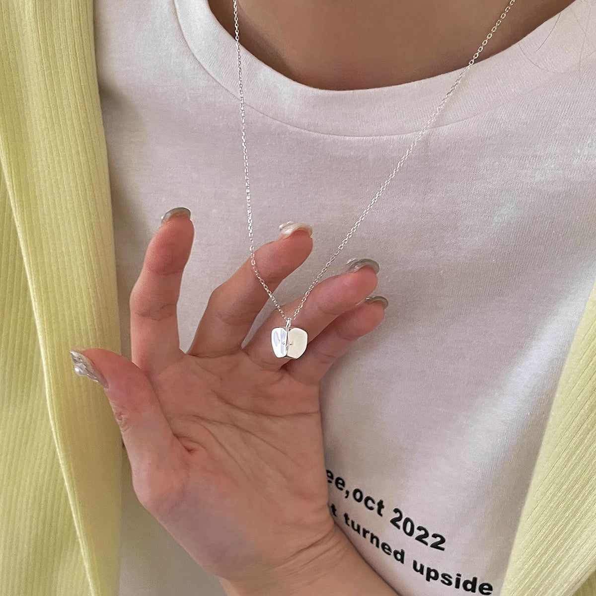 Wholesale 925 Silver Apple Pendant Necklace choker necklace