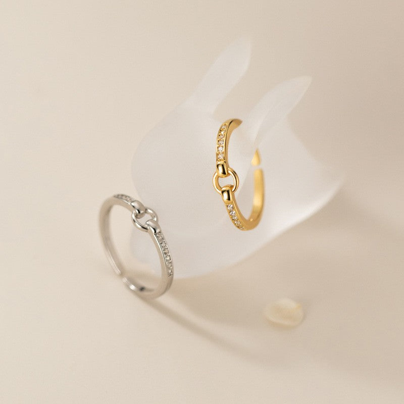 Wholesale s925 geometric row drill circle ring