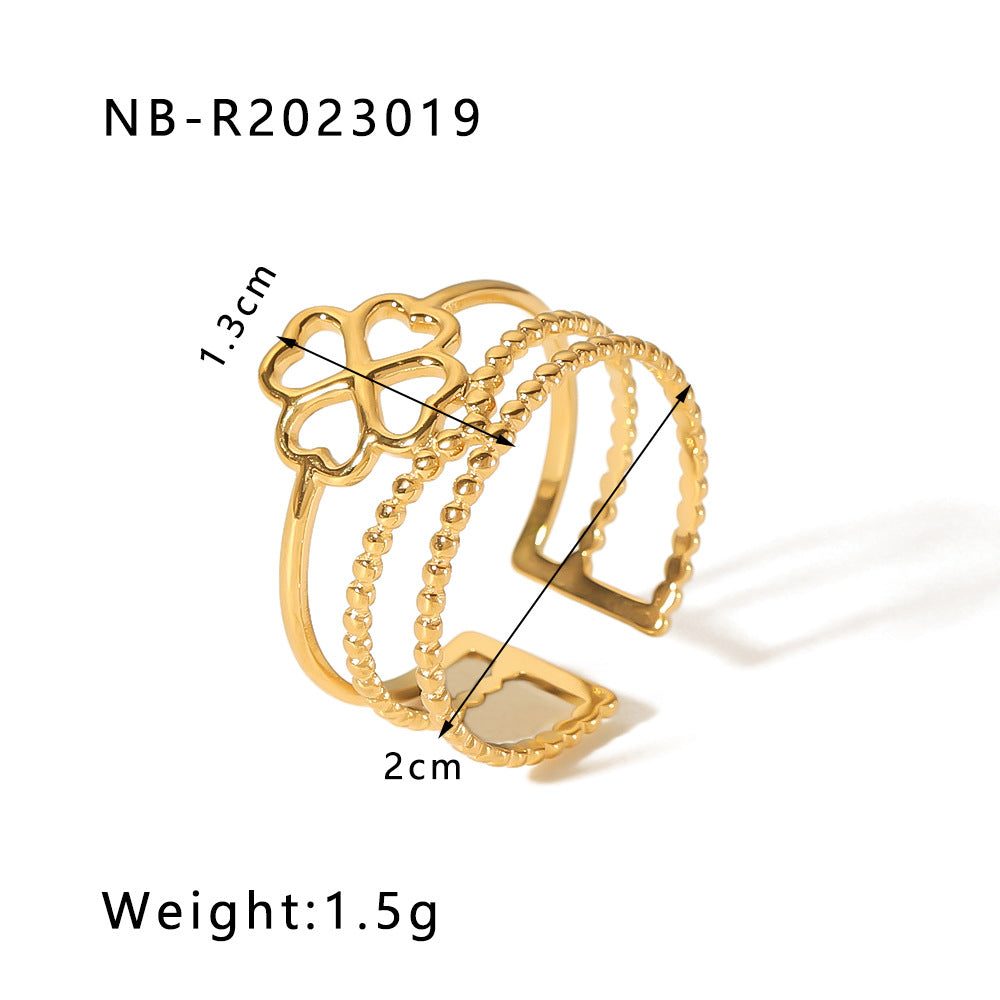 Wholesale Stainless Steel Open Ring Heart Shape Geometric Titanium Steel Ring ACC-RS-Xiny001