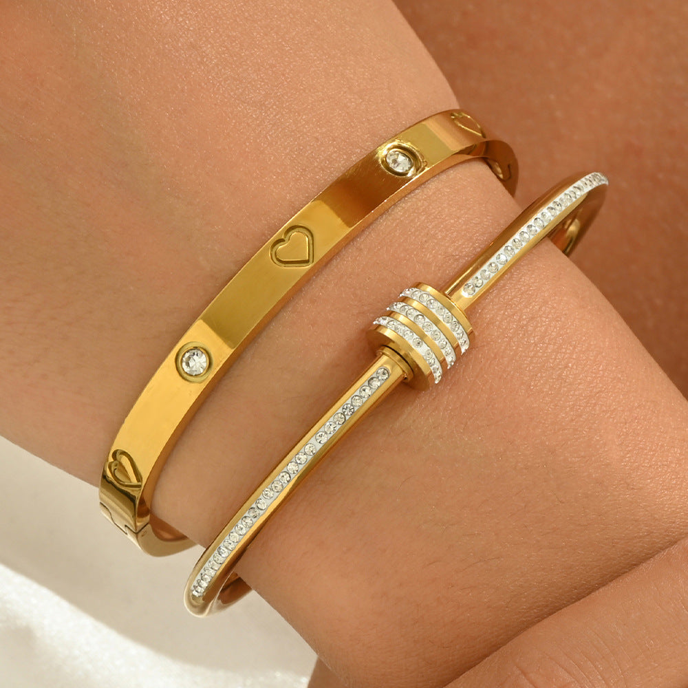 Wholesale Electroplated Titanium Steel 2 Piece Bracelet Set