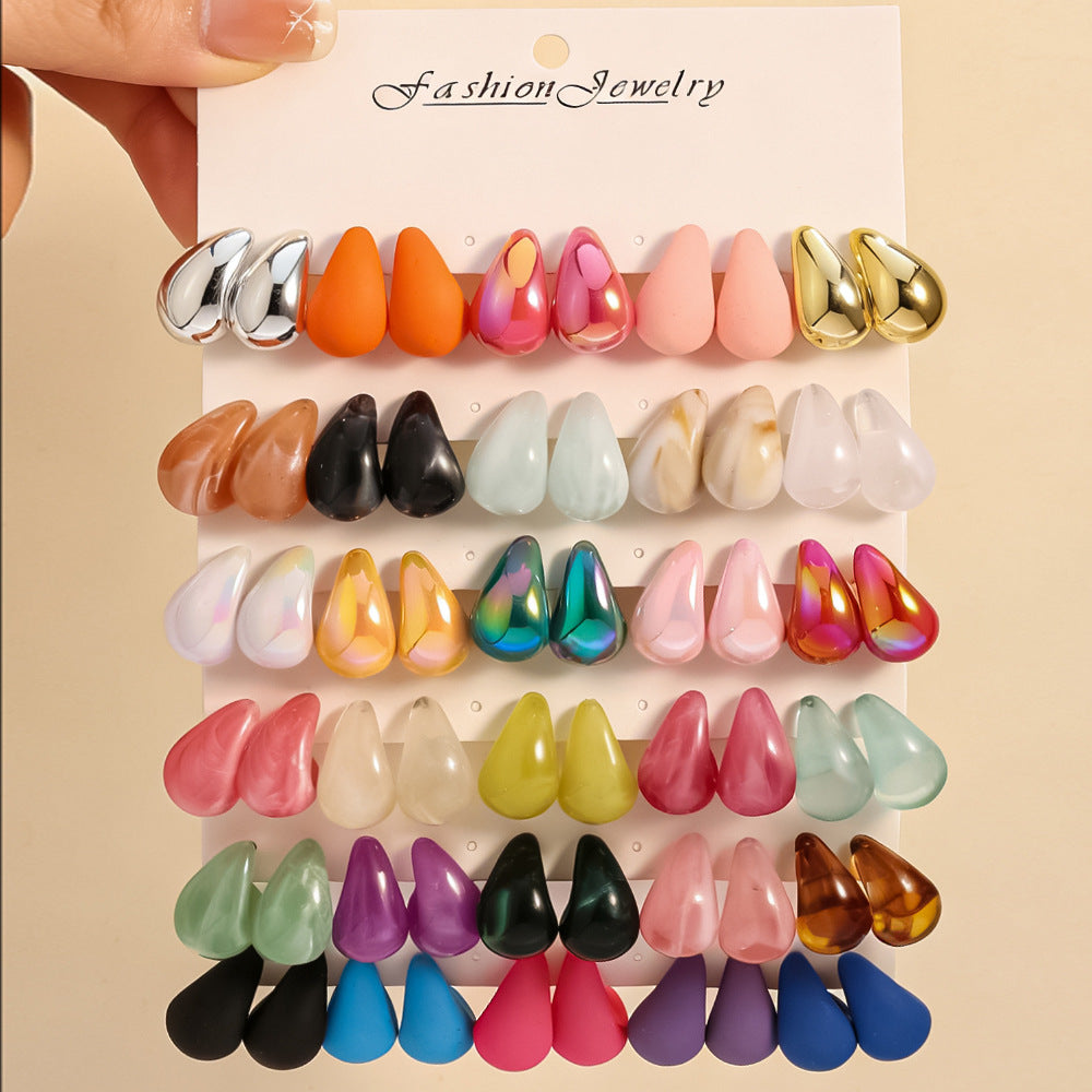 Wholesale Water Drop Resin Drop Earring Set - Chic Fashion Accessory for Gift Boutique Resale