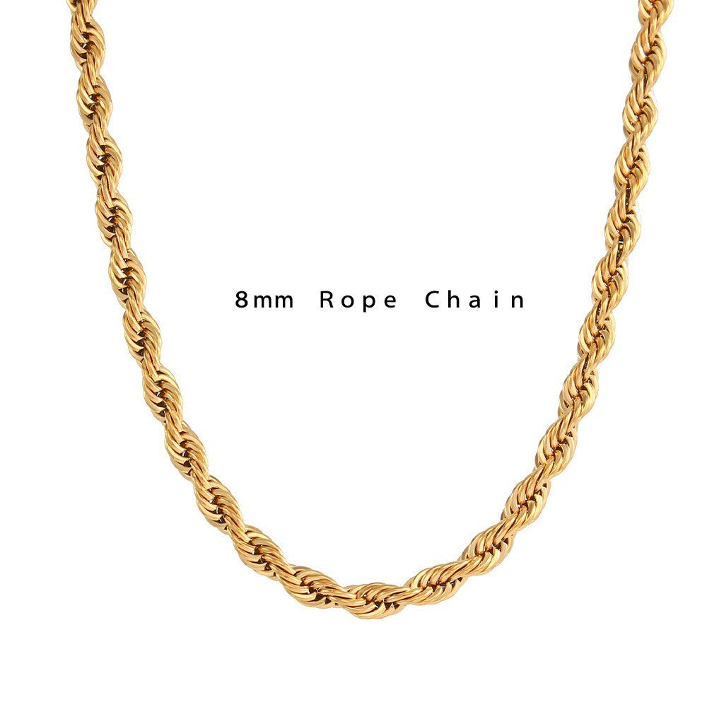 Wholesale Stainless Steel Necklace Plated 18K Twist Chain Necklaces Gold Chain ACC-NE-MengJ008