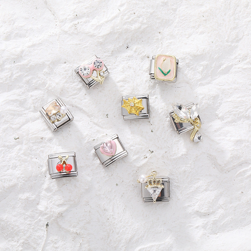 Wholesale Italian Charm Bracelet 9mm DIY Splicing Creative Pattern Stainless Steel Composable Bracelet