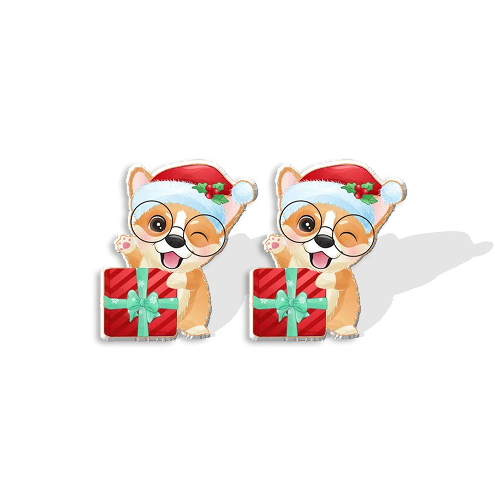 Wholesale Christmas Wreath Bow Resin Earrings Ear Studs ACC-ES-XiangLian012