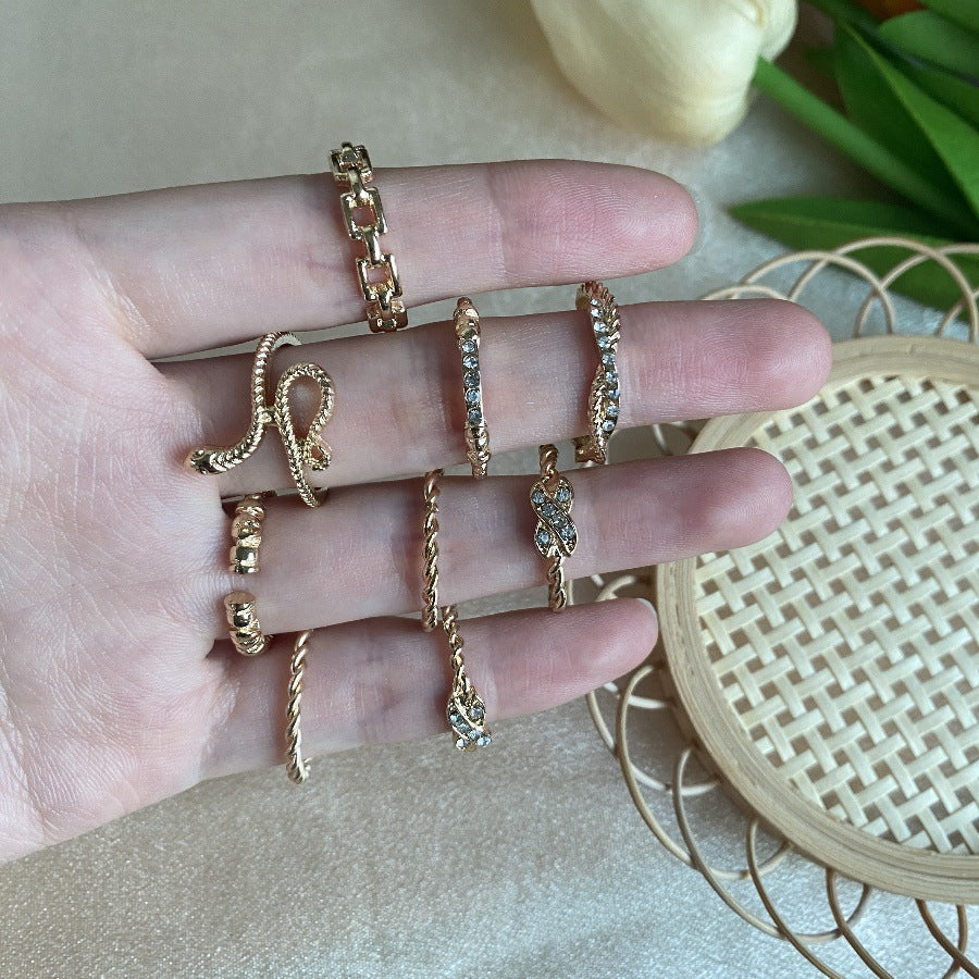 Wholesale  Snake-shaped Hollow Diamond Ring