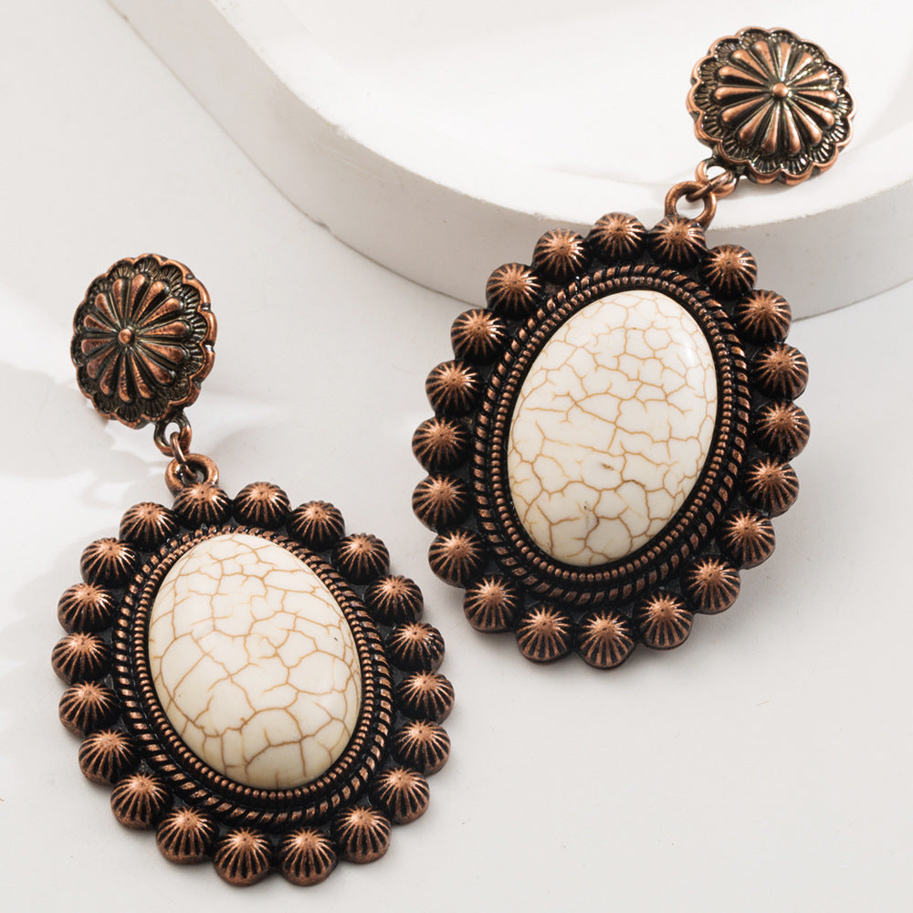 Wholesale  alloy retro geometric bohemian ethnic style vintage earrings