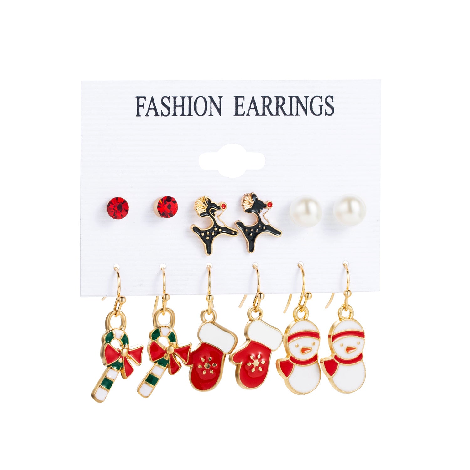 Wholesale Christmas Elk Cane Bow Earrings Set ACC-ES-Anduo002
