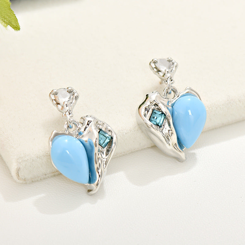 Wholesale Love Silver Needle Resin Heart Earrings ACC-ES-Jiuj002