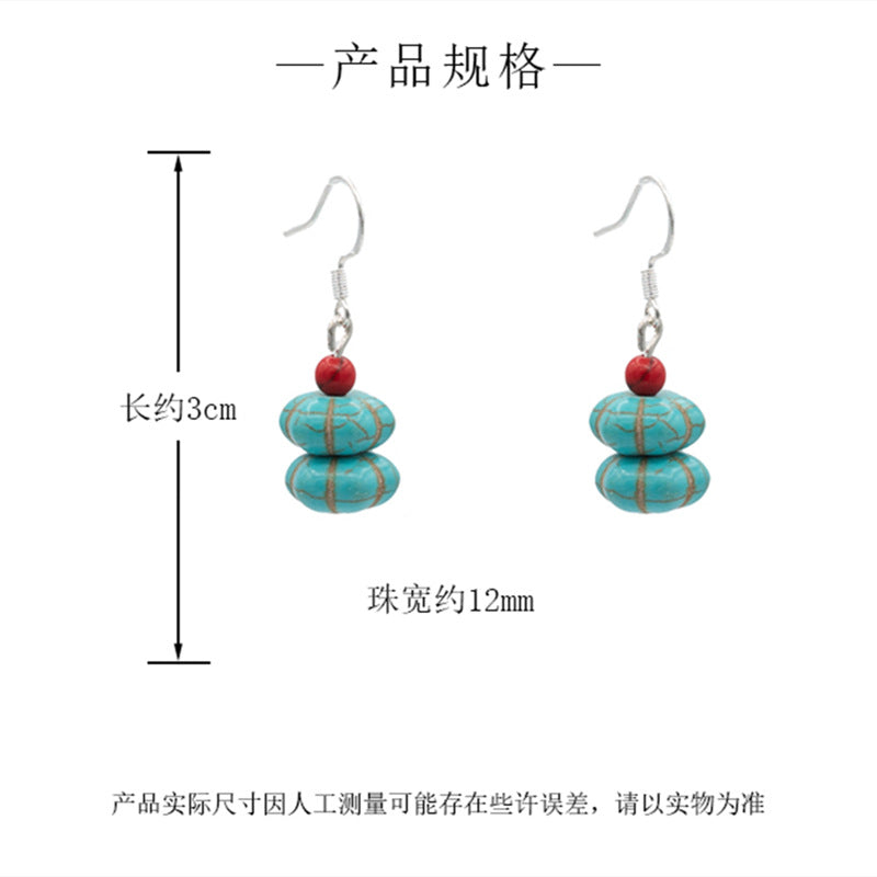 Wholesale Mixed Material Turquoise Earrings Ethnic Style Jewelry Accessory for Boutique Resale