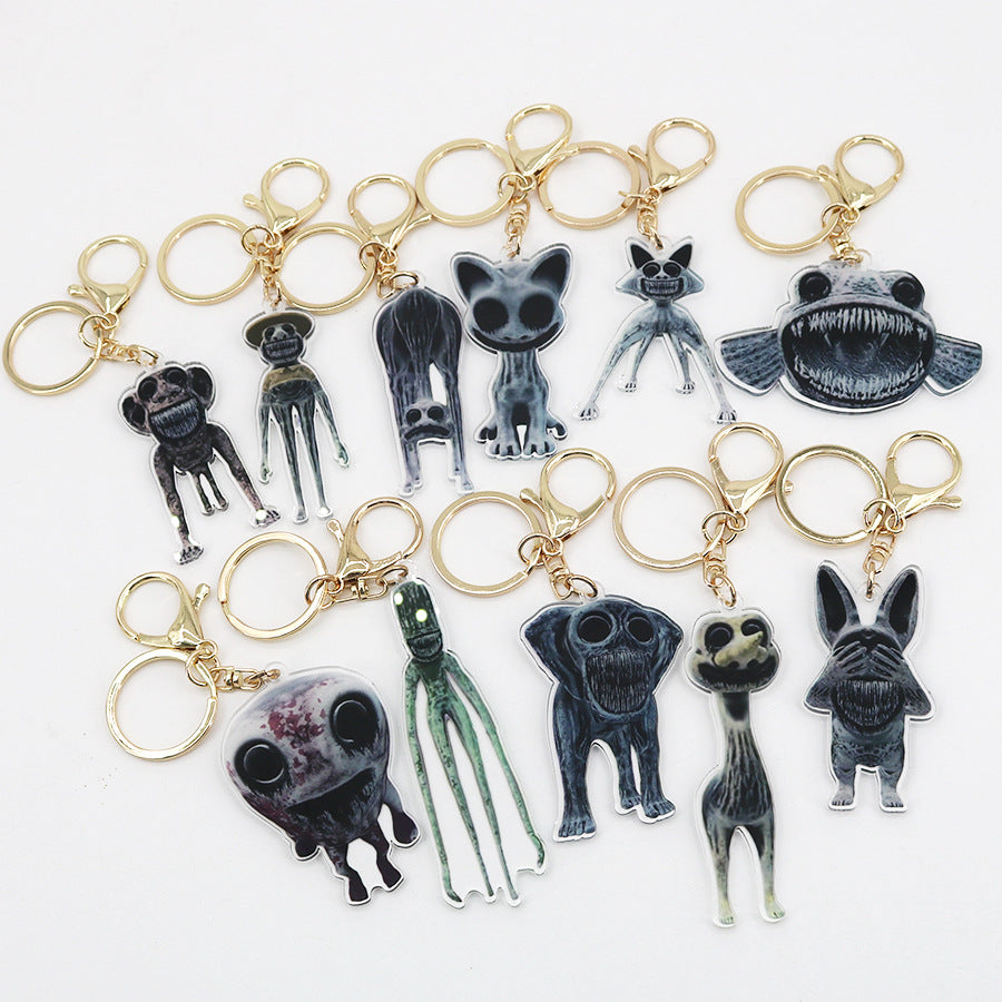 Wholesale Deformed Zoo Mutation Square Cat Acrylic Keychain ACC-KC-DouDou001