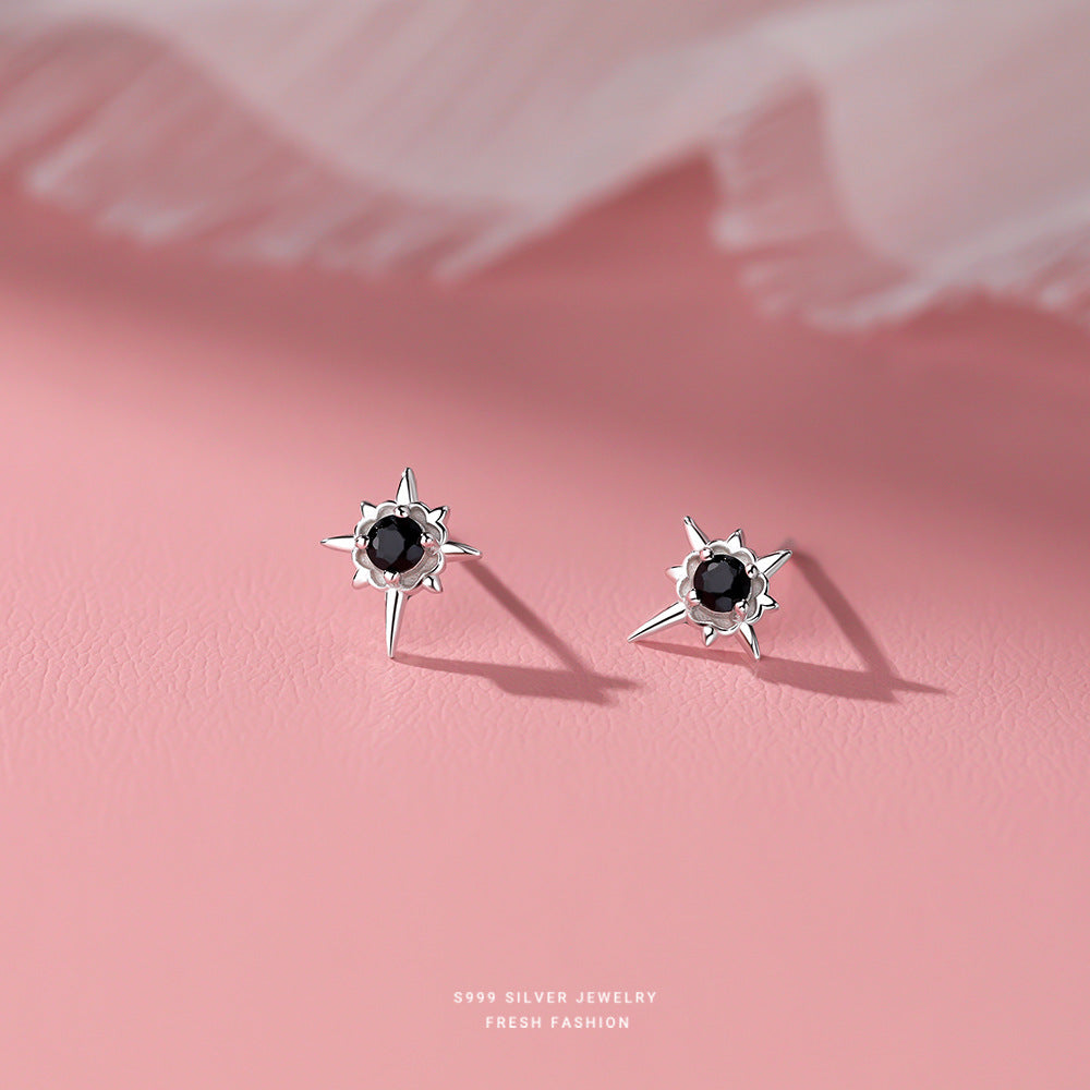 Wholesale s999 pure silver eight star stud earrings