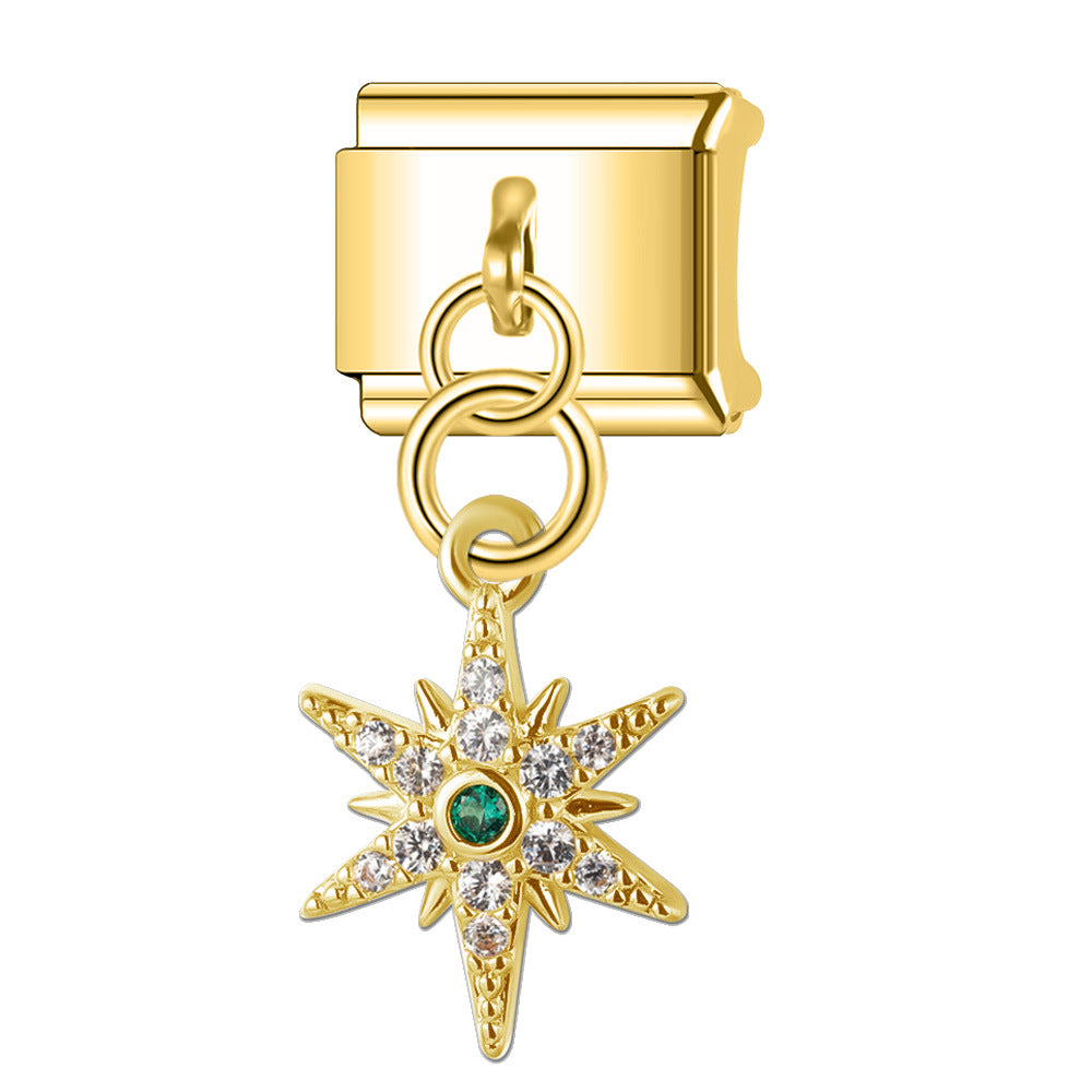 Wholesale Italian Charm Bracelet 9mm DIY Splicing Diamond Splicing Stainless Steel Composable Bracelet