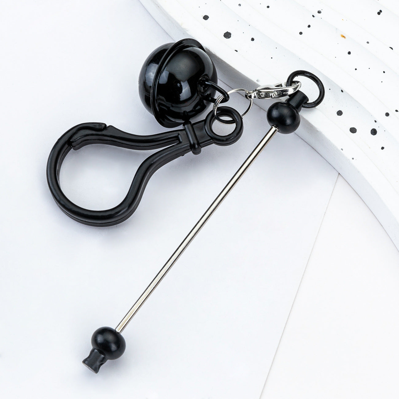 Wholesale DIY Beaded Bell Keychain Candy Color Plastic Keychain