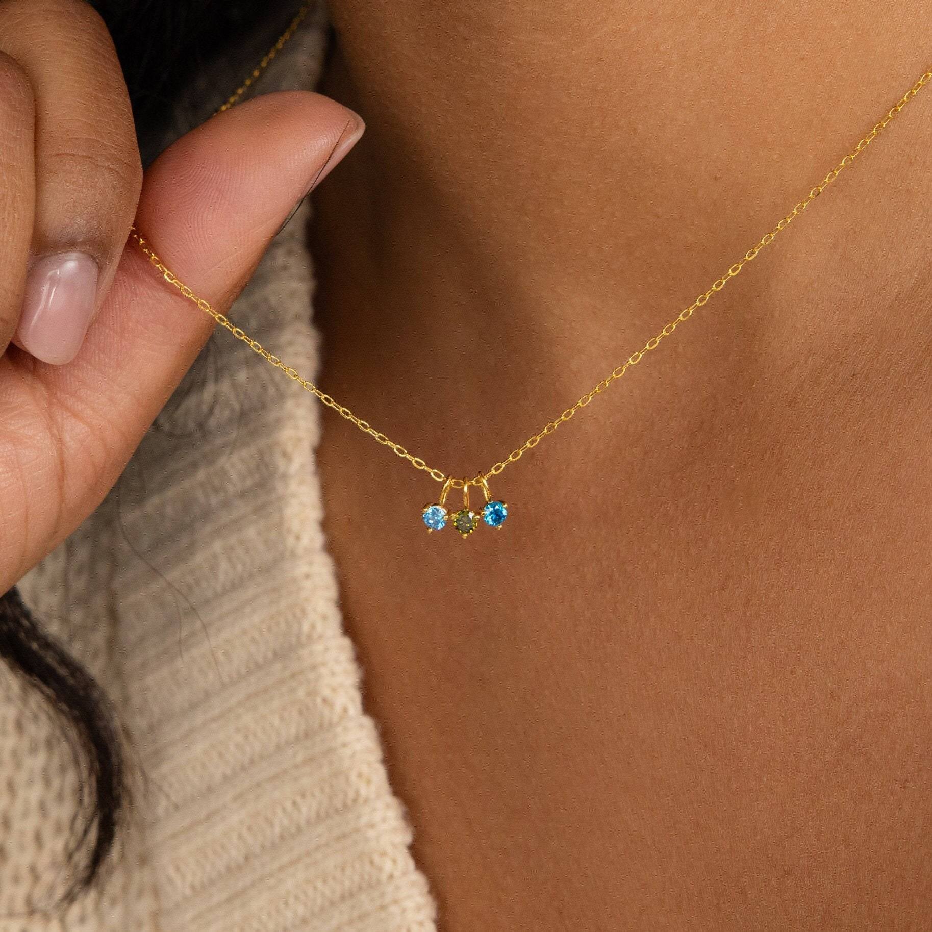 Wholesale Colorful Zircon 12 Birthstone Pendant DIY Titanium Steel Necklace