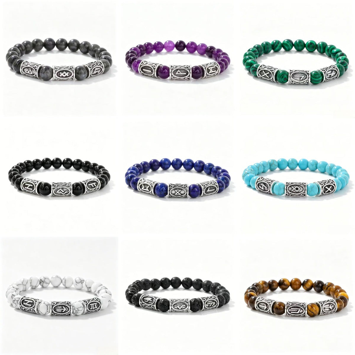 Wholesale Stylish Natural Stone Beaded Bracelet Tiger Eye Amethyst Obsidian Unisex Travel Souvenir Boutique Resale