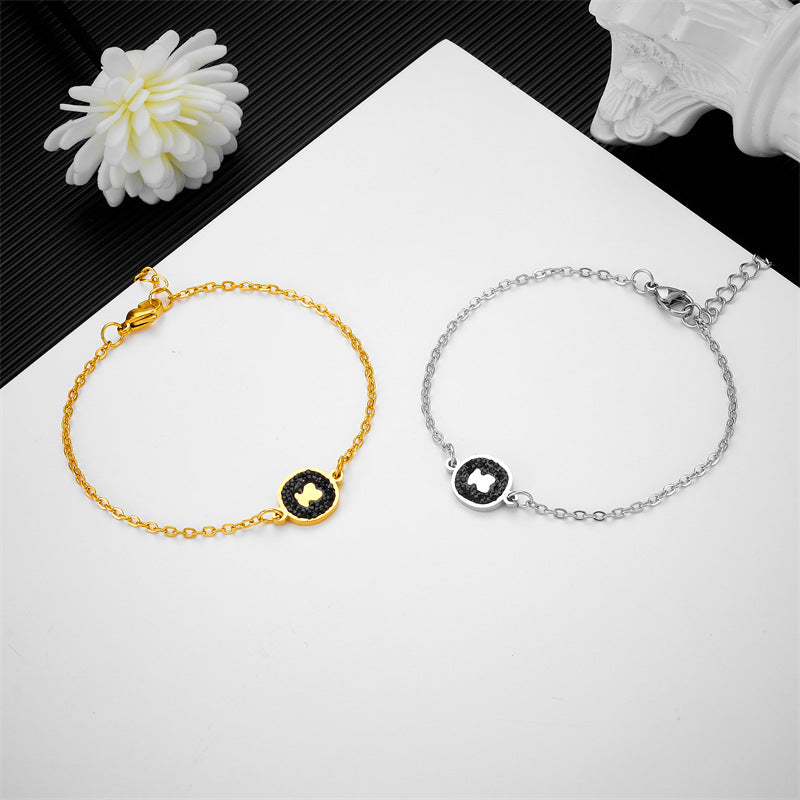 Wholesale bear oval diamond  titanium steel bracelet