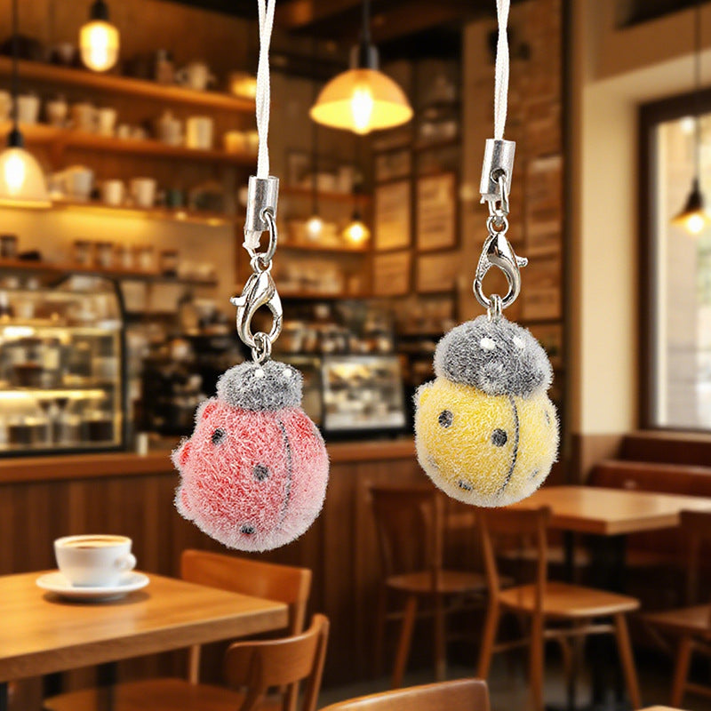 Wholesale Flocked ladybug keychain