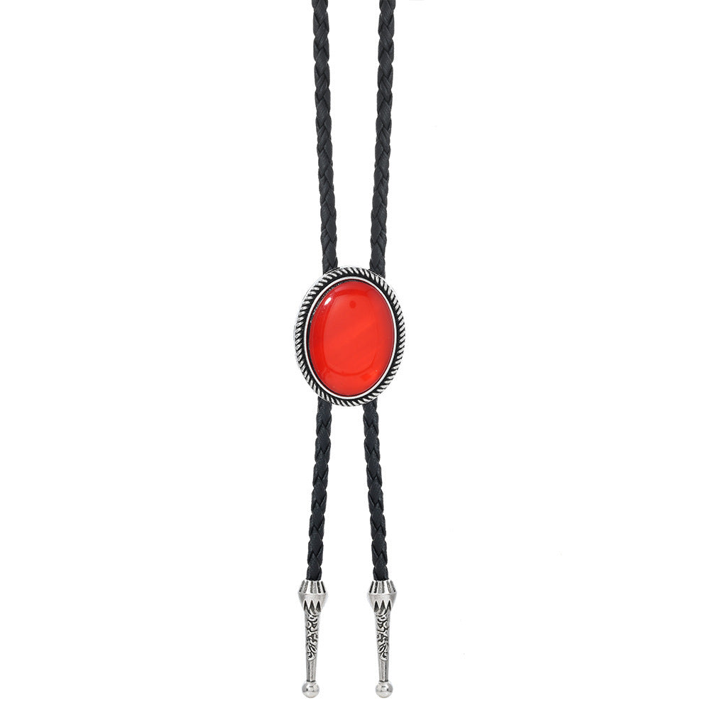 Wholesale Vintage Poirot Tie Leather Earrings Necklace