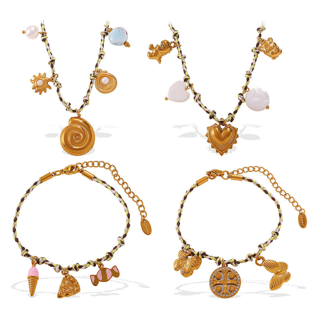 Wholesale DIY pendant knotted rope bracelet colorfast ocean-themed pendant necklace jewelry