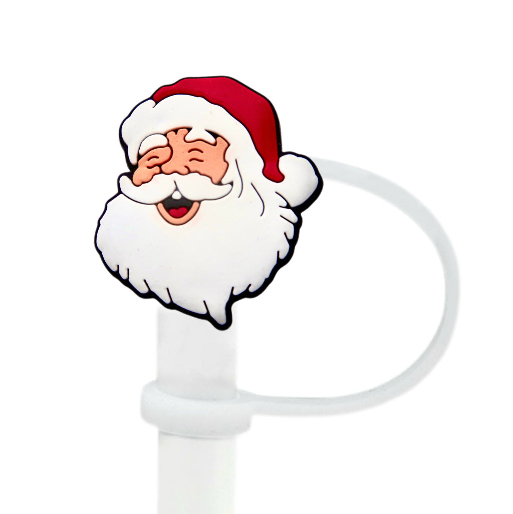 Wholesale 10pcs Christmas themed cartoons 8/ 10mm Straw Cover Straw Tube Cap